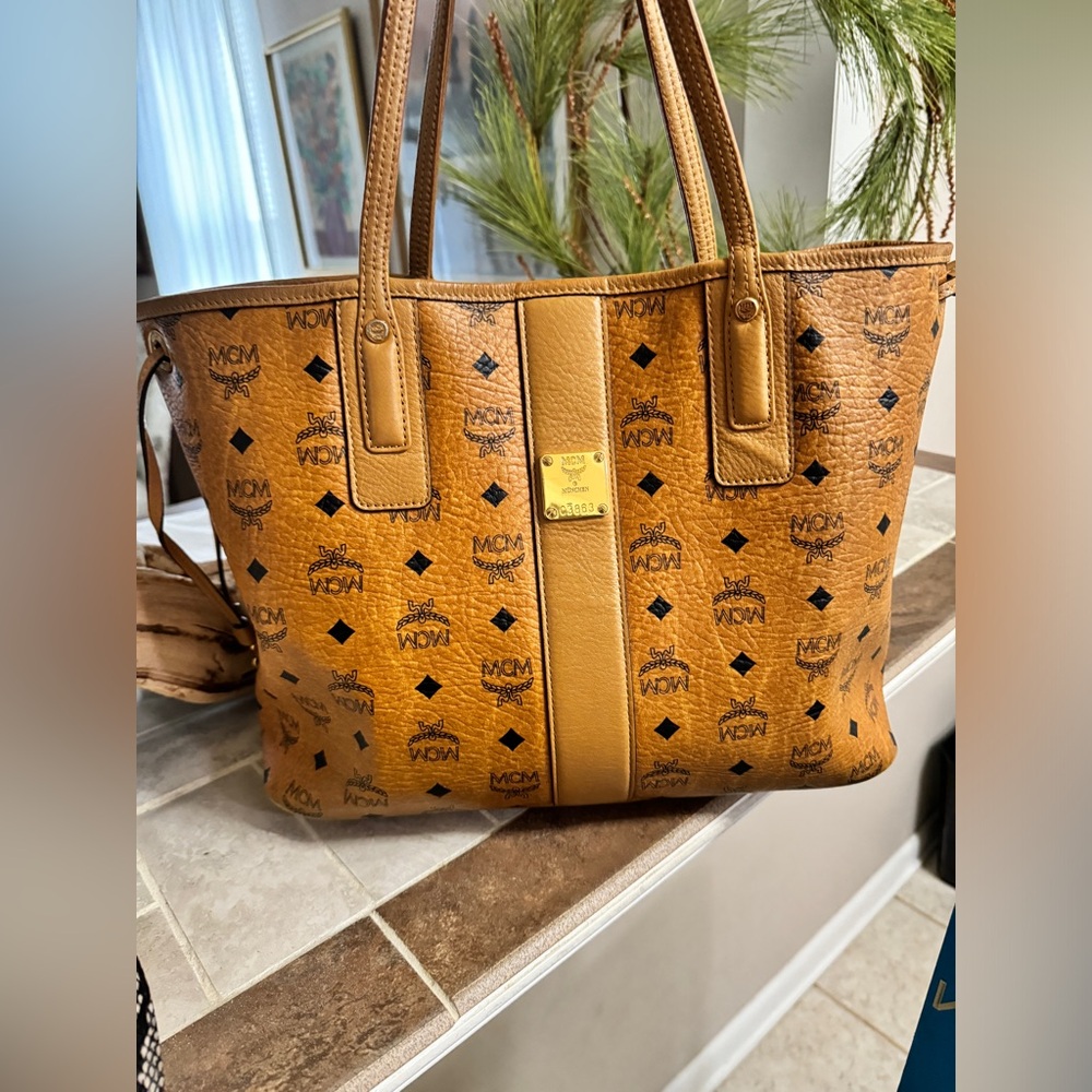 MCM Cognac Visetos Tote Bag